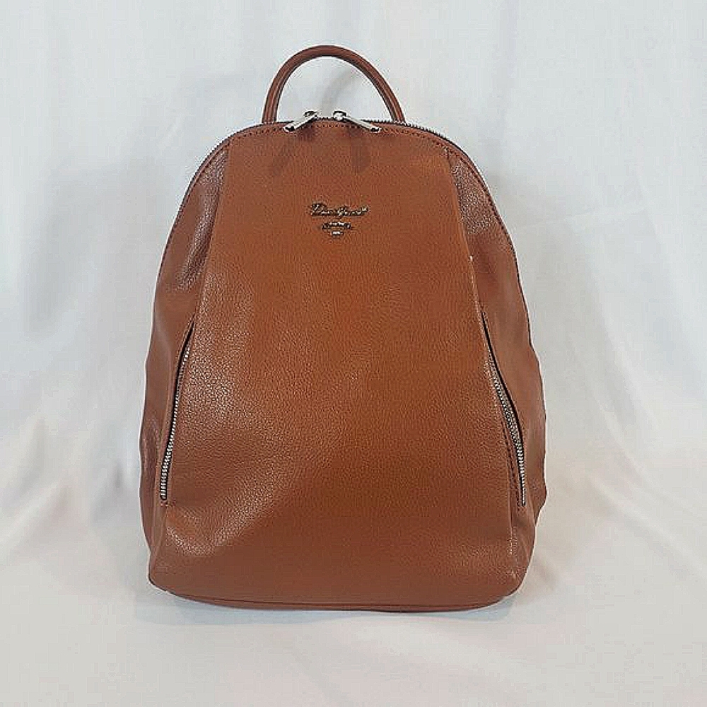 New David Jones Paris backpack bag in Cognac Brown Faux Leather